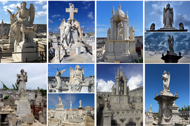 La monumentalidad de sus conjuntos escultóricos funerarios impresiona a los visitantes. / Composición de Mercedes Caro Nodarse / 5 de Septiembre