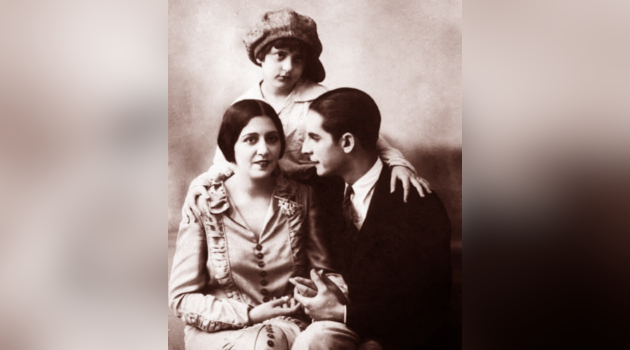 Yolanda Farrar, Ernesto Piedra y la niña Martica González en Entre dos amores (1923), de Evaristo Herrera.