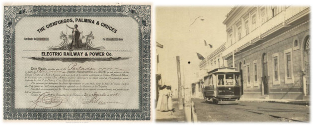 Tranvía eléctrico que circuló a principios del siglo XX en territorio cienfueguero. La empresa estadounidense The Cienfuegos, Palmira & Cruces Electric Railway and Power Co. fue una de las organizaciones que viabilizó el proceso modernizador a la americana en el centro−sur de Cuba.