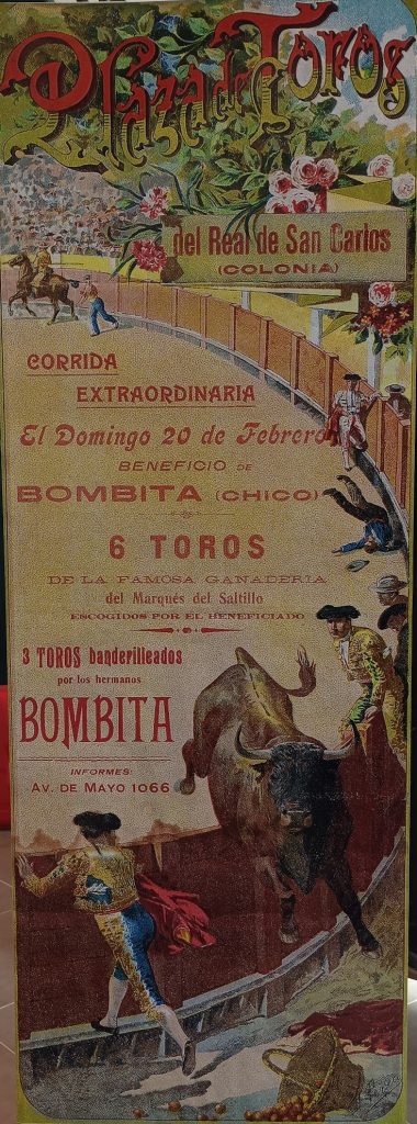 Cartel promocional de una de las lidias de toros en la plaza de Real de San Carlos/ Foto María Elena Llanes.