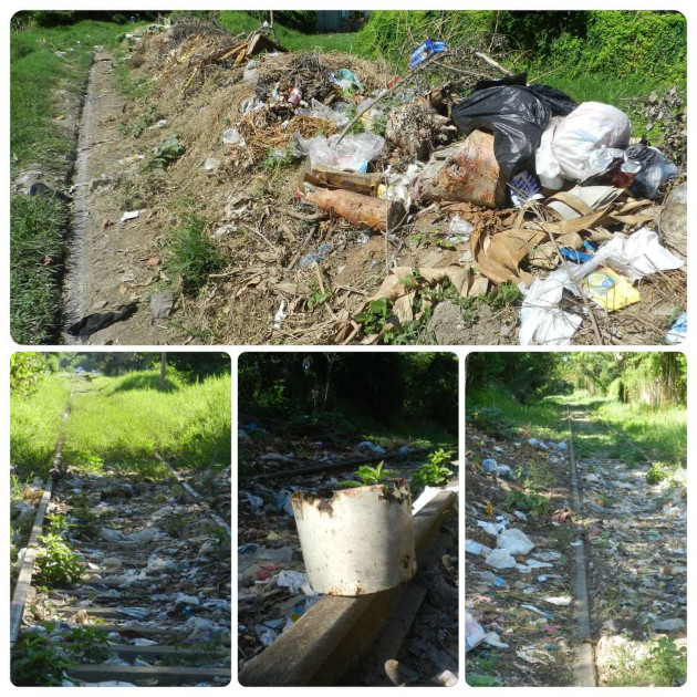 Basura de todo tipo se acumula en varios puntos de la línea férrea./ Foto: Del autor