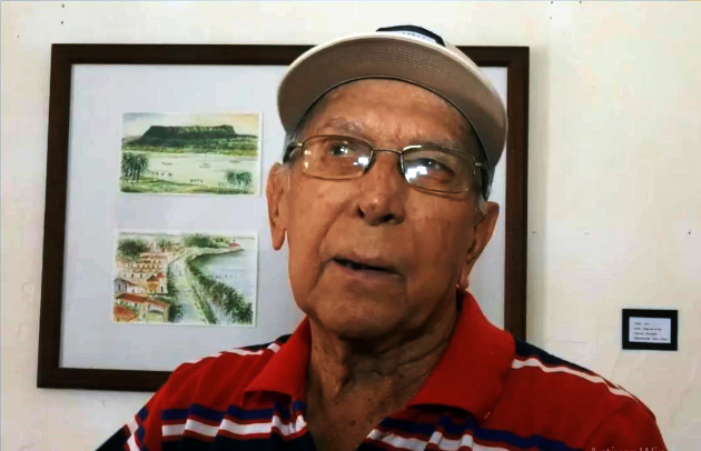 José de la Paz Texier entrevistado por Jagua TV durante la muestra Acuarelas de Cienfuegos.