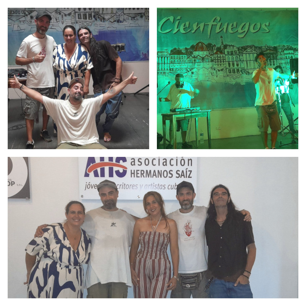 Estudiantes de la Escuela de Arte Benny Moré y figuras del ámbito de la cultura en Cienfuegos, recibieron a los artistas europeos en La Casa del Joven Creador este 26 de septiembre. / Fotos: Tomadas del perfil de la AHS Cienfuegos