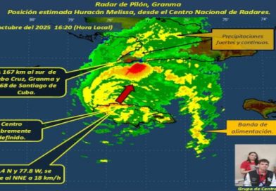 Melissa con categoría 4 cerca de Montego Bay, 345 km al suroeste de Guantánamo Melissa vista desde el Radar de Pilón, Granma. / Foto: Tomada de Cubadebate