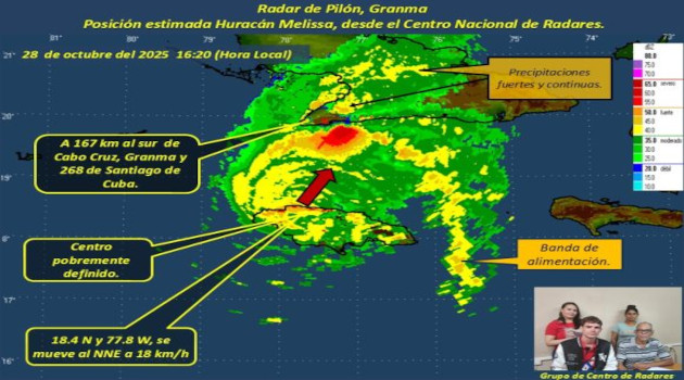 Melissa vista desde el Radar de Pilón, Granma. / Foto: Tomada de Cubadebate