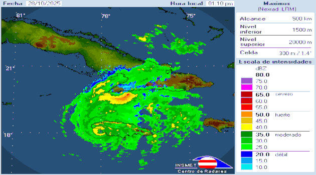 Imagen de Radar de Pilón en Granma. / Tomada de Insmet