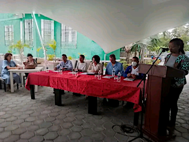 El encuentro estuvo presidido por la delegada Yarina de la Caridad Soto Herrera, y con la presencia del viceministro Daimar Cánovas González, junto a representantes del Partido, el Gobierno y el Sindicato Nacional de Trabajadores de la Educación, la Ciencia y el Deporte. / Foto: Miguel Adrián Rodríguez Pérez