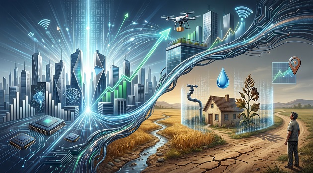 Fronteras de luz: la brecha que la eficiencia cava. / Foto: Creada por el autor con IA