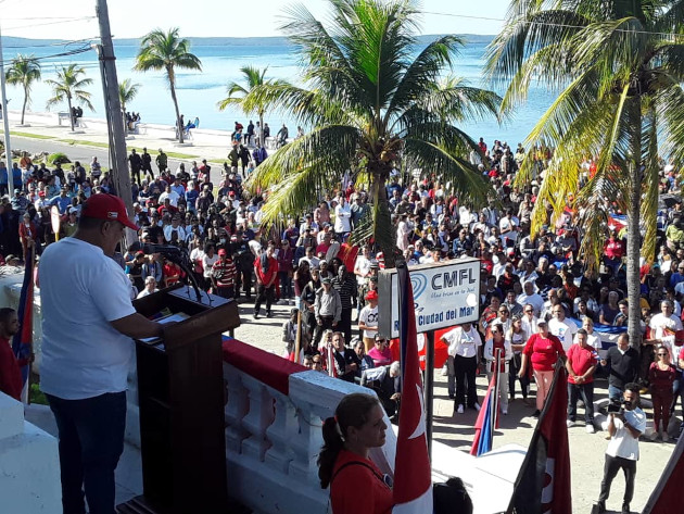 Armando Carranza Valladares, primer secretario del PCC en Cienfuegos, en el momento de su intervención. / Foto: Yudith Madrazo Sosa / 5 de Septiembre