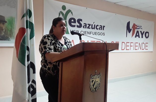 Anay Morera Guillén, secretaria general de la CTC en Cienfuegos elogió a esAzúcar por su esfuerzo en medio de dificultades. / Foto: Yudith Madrazo Sosa / 5 de Septiembre