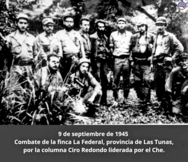Combate de la finca La Federal, ocurrido en el batey Tana del municipio de Colombia (hoy Las Tunas), primer enfrentamiento de la Columna Invasora n.º 8 “Ciro Redondo” dirigida por Ernesto Che Guevara. / Foto: Perfil de Instagram de Radio Habana Cuba